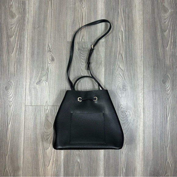 Kate Spade Eva Large Black Leather Bucket Bag Gold Hardware Structured Tote - Picture 4 of 5